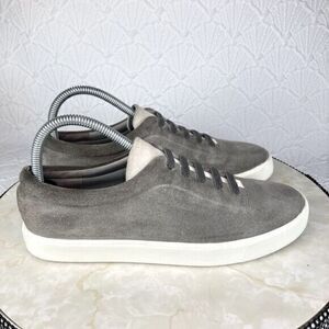 Vince Shoes Womens Sz 8 Gray Suede Leather Low Top Stretch Band Slip On Sneakers